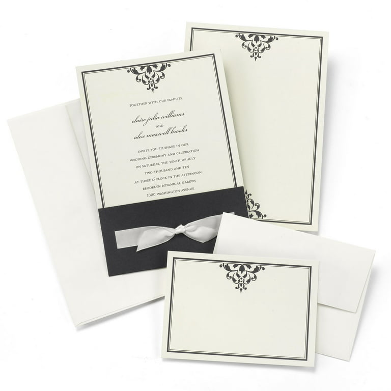 GARTNER 50ct Fifty Ribbon Wedding Invitation Kit Ivory Natural Vellum sheets